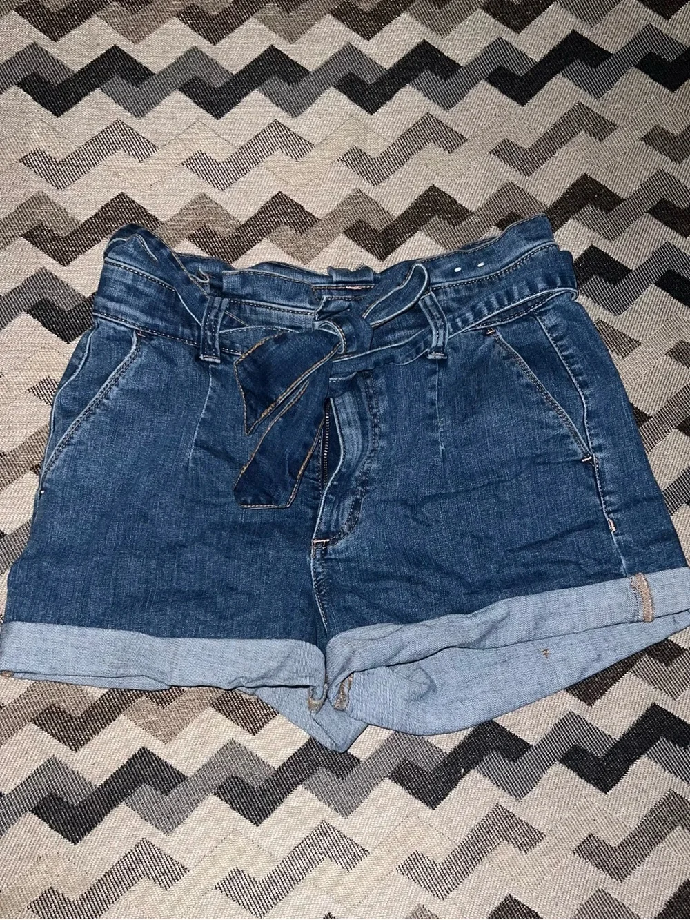Women’s Blue Denim Tie-Waist Shorts